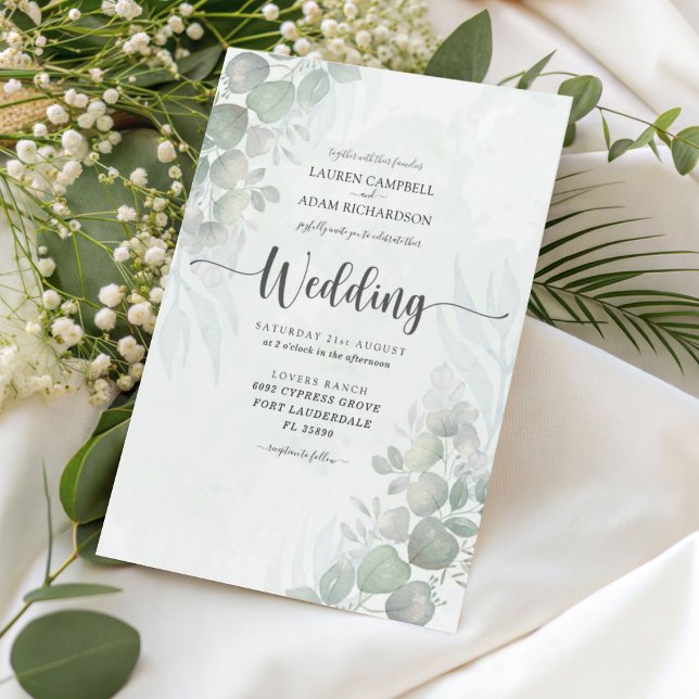 Rustic Eucalyptus Sage Green Wedding Invitation (Creator Uploaded)
