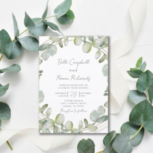 Rustic Eucalyptus Sage Green Wedding Invitation