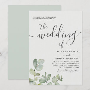 Rustic Eucalyptus Sage Green Wedding  Invitation