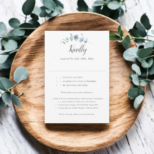 Rustic Eucalyptus Script Wedding RSVP Card