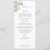 Rustic Eucalyptus Tall Menu