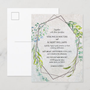Rustic Eucalyptus Watercolor Greenery Wedding Invitation Postcard
