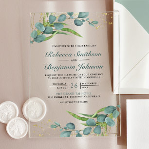 Rustic Eucalyptus Wedding Acrylic Invitations