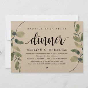 Rustic Eucalyptus, Wedding Elopement Dinner Invita Invitation