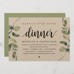 Rustic Eucalyptus, Wedding Elopement Dinner Invitation