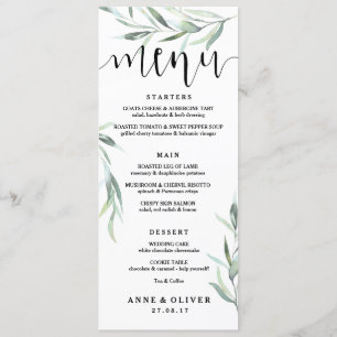Rustic Eucalyptus Wedding Menu Card