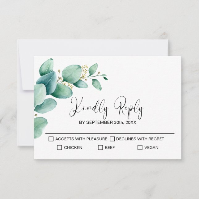Rustic Eucalyptus Wedding RSVP (Front)