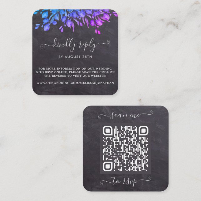 Rustic Eucalyptus Wedding Website QR Code RSVP   Enclosure Card (Front/Back)