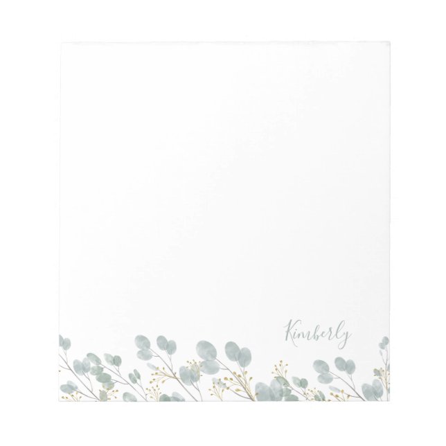Rustic Eucalyptus with Name Notepad (Front)