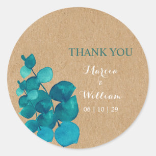 Rustic Eucalyptus Woodland Thank You Favour Classic Round Sticker