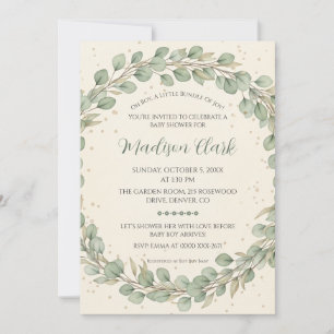 Rustic Eucalyptus Wreath Baby Shower Invitation