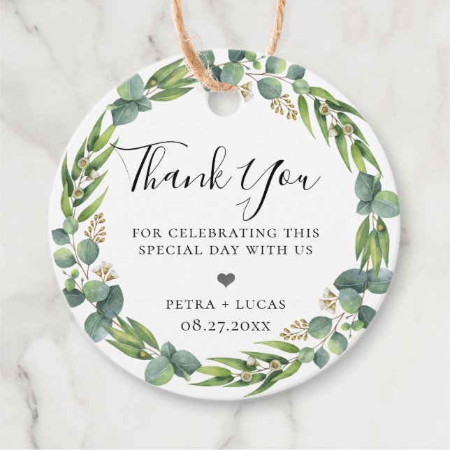 Rustic Eucalyptus Wreath Favour Tags (Front)