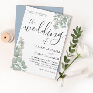 Rustic Eucalyputus Dusty Blue Wedding Invitation