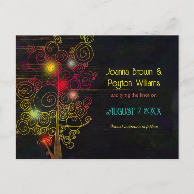 Rustic Evening Rural Wedding Save the Date Announcement Postcard (Front)