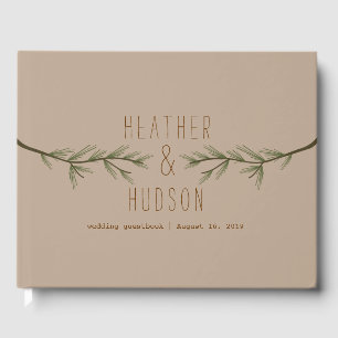 Rustic Evergreen Branches Wedding Guestbook