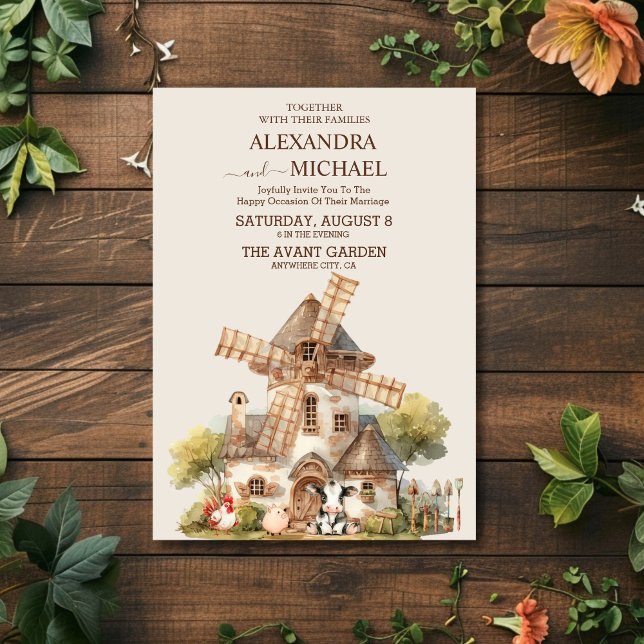 Rustic Evergreen Fields Barn Cottage Wedding Invitation (Creator Uploaded)