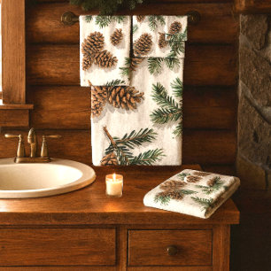 Rustic Evergreen Forest  Bath Towel Set