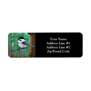 Rustic Evergreen Pine Chickadee Return Address Label