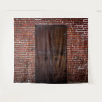 Rustic Exposed Red Brick Wood Door Party Backdrop