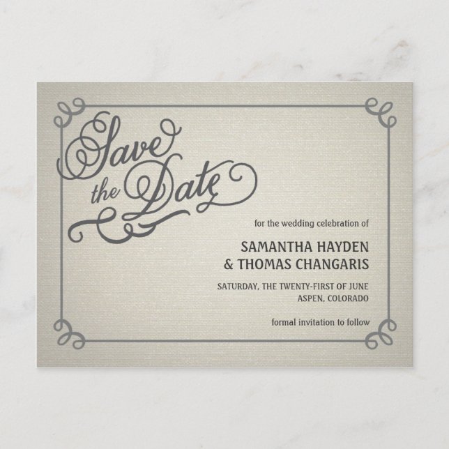 Rustic Fade Cream Save the Date Announcement Postcard (Front)