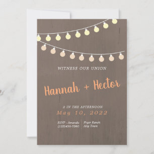 Rustic Fairy Lights Wedding Invitation