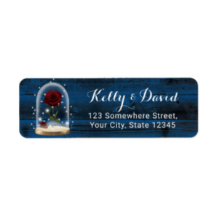 Rustic Fairytale Beauty Beast Navy Address Label Return Address Label