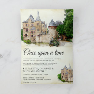 Rustic Fairytale Castle Story Book QR Code Wedding Invitation