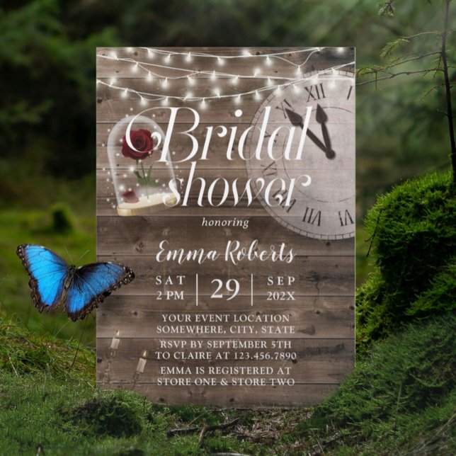 Rustic Fairytale Wedding Barn Wood Bridal Shower Invitation (Creator Uploaded)
