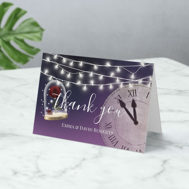 Rustic Fairytale Wedding Elegant Purple Thank You (Creator Uploaded)