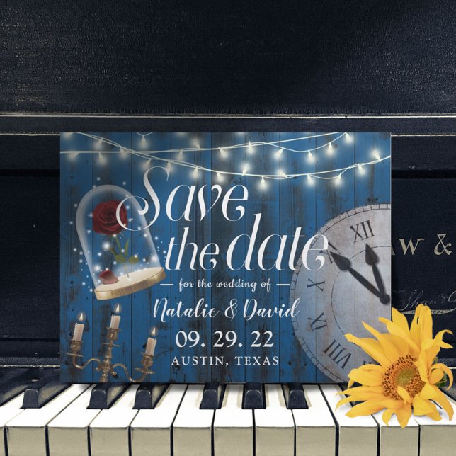 Rustic Fairytale Wedding Navy Barn Save the Date Announcement Postcard (Creator Uploaded)