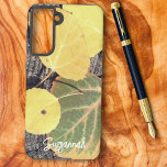 Rustic Fall Aspen Leaves Photograph Custom Samsung Galaxy Case<br><div class="desc">This close-up nature photo shares fall colour Quaking Aspen tree leaves. Personalise the text, remove the text or edit using the design tool to select a font style, size and colour you prefer. You can also add this design, where it fits appropriately, to one of the other phone case brands...</div>