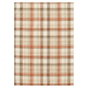 Rustic Fall Autumn Classic Plaid Rust Cream Brown Tablecloth