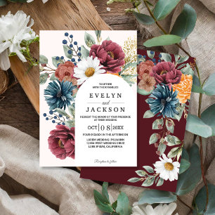 Rustic Fall Autumn Floral Barn sunflower Wedding Invitation