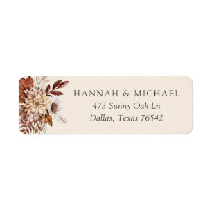 Rustic Fall Autumn Floral Foliage Return Address Return Address Label