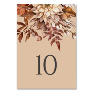 Rustic Fall Autumn Floral Foliage Table Number