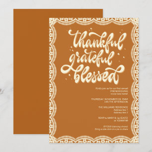 Rustic Fall Autumn Friendsgiving Terracotta Invitation