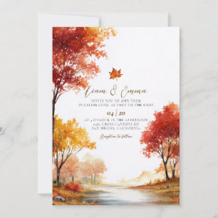 Rustic Fall Autumn Landscape Wedding Invitation