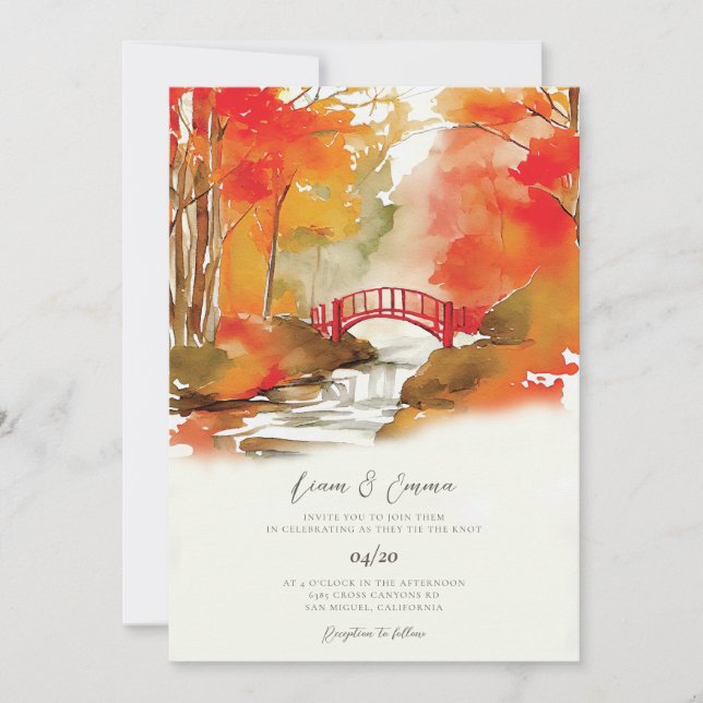 Rustic Fall Autumn Landscape Wedding Invitation (Front)