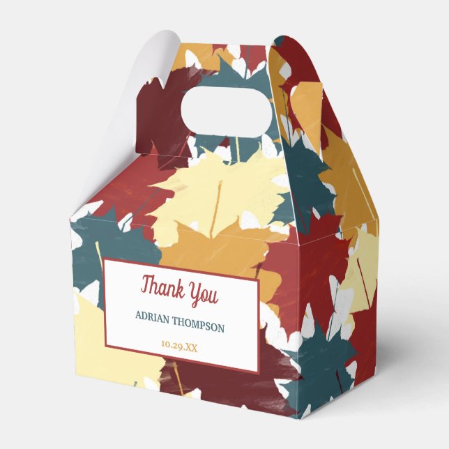 Rustic Fall Autumn Leaves Favour Box (Front Side)