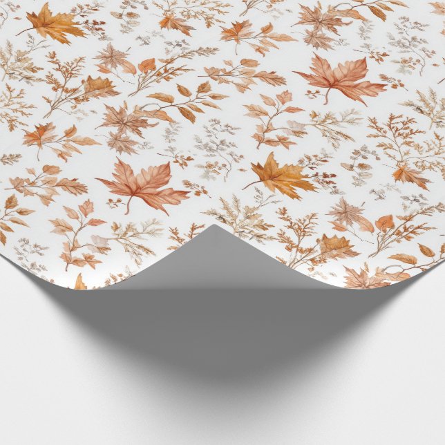 Rustic Fall Autumn Leaves Gift Wrapping Paper (Corner)