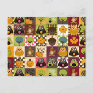 Rustic Fall/Autumn Owls Postcard