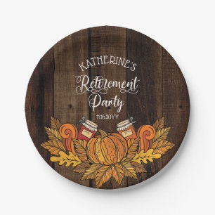 Rustic Fall  Autumn Pumpkin Retirement Party Paper Plate