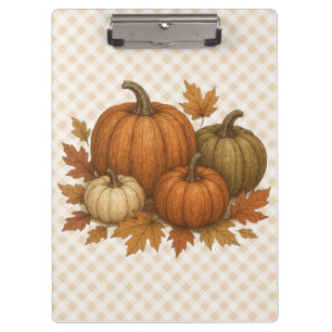 Rustic Fall/Autumn pumpkins & leaves Clipboard