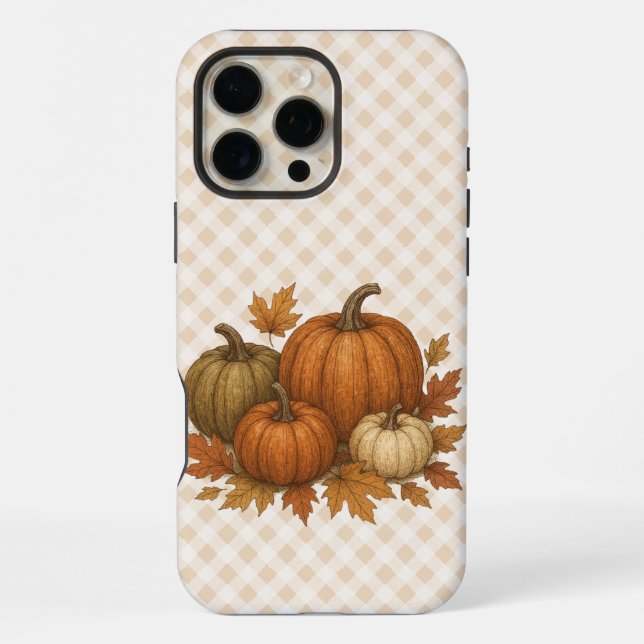 Rustic Fall/Autumn pumpkins & leaves iPhone Case (Back)