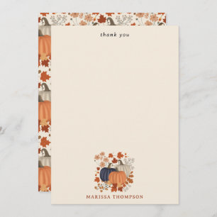 Rustic Fall Autumn Pumpkins Wildflowers Leaves Thank You Card