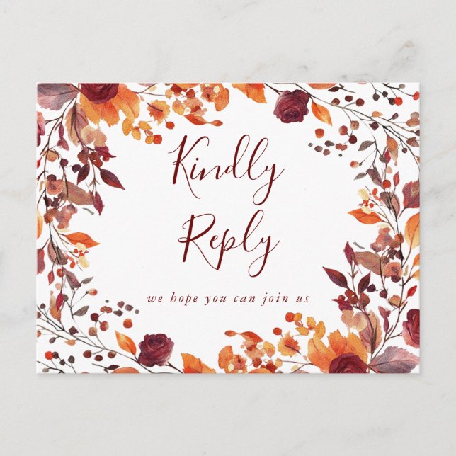 Rustic Fall Autumn Song Request RSVP Postcard (Front)
