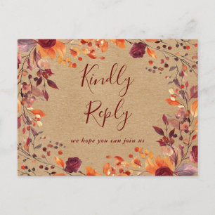 Rustic Fall Autumn Song Request RSVP Postcard