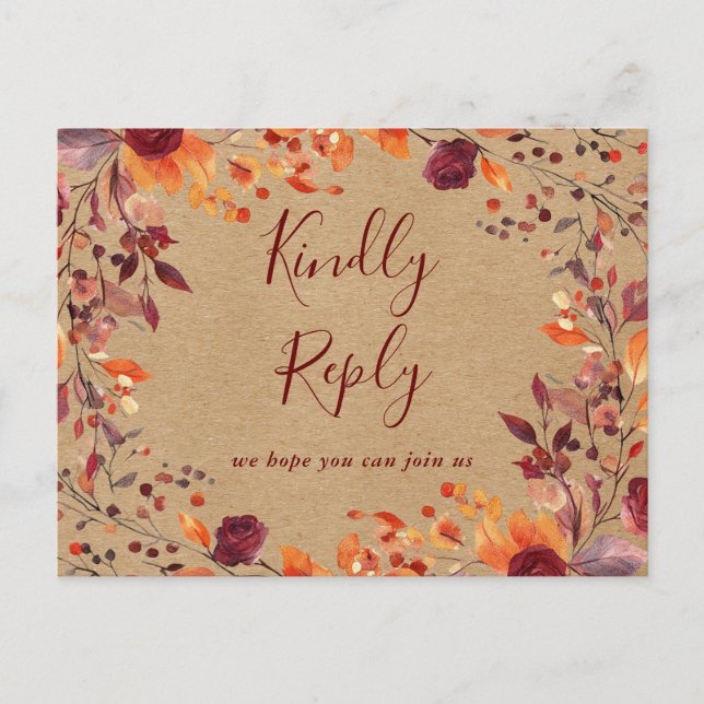 Rustic Fall Autumn Song Request RSVP Postcard (Front)