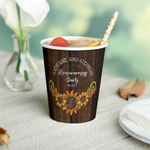 Rustic Fall   Autumn Sunflowers Housewarming Party Paper Cups