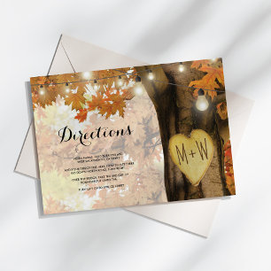 Rustic Fall Autumn Tree Lights Wedding Directions Enclosure Card